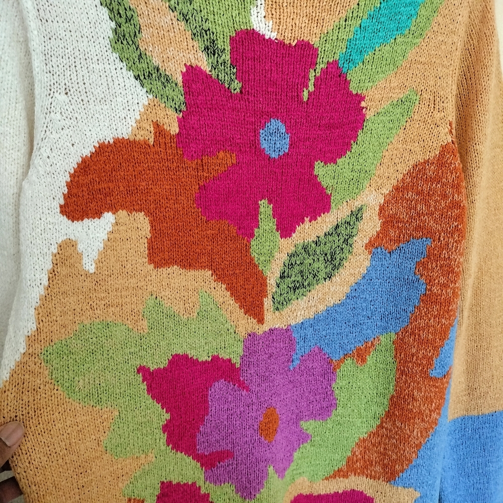 J.H. Collectibles Artsy colorful mock turtle neck knit sweater M New With Tags - Picture 3 of 11